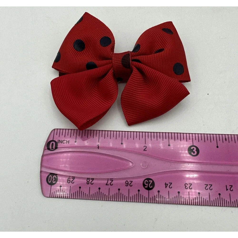 Set of 9 Red with Black dots clip style 3